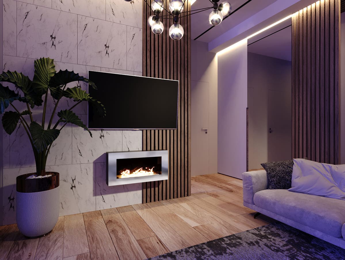 Биокамин "Русский огонь" Хай-тек 800N настенный с защитным и декоративным стеклом по цене 37 950 руб.