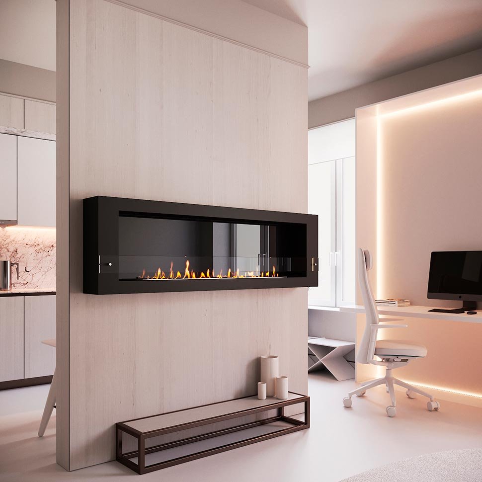 Биокамин SteelHeat WALL GRAND 1800 черный, стемалит по цене 91 140 руб.