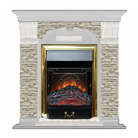 Арочный Грот однотонный (беленый дуб)+Majestic Brass