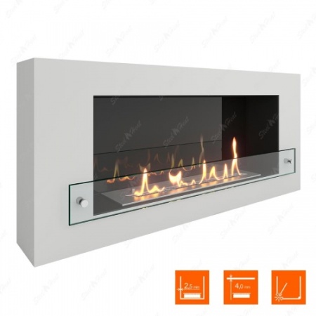 Биокамин SteelHeat WALL 900 белый (стекло + стемалит) по цене 37 500 руб.